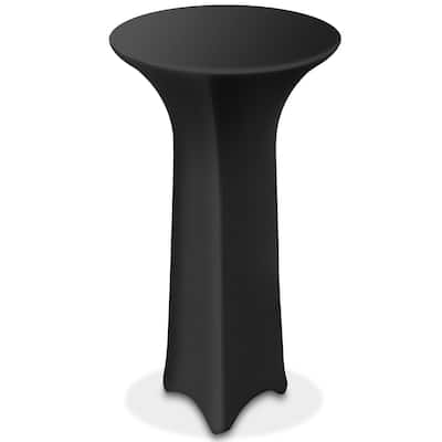 30in Round Spandex Tablecloth for Highboy Cocktail Table Black