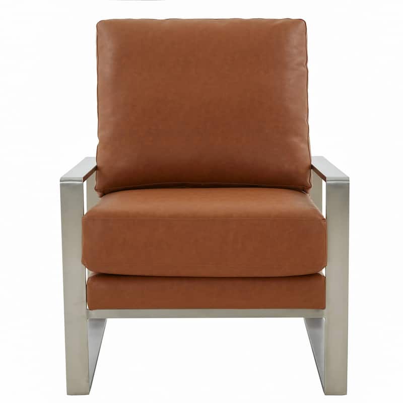 Jefferson Modern Velvet Accent Chair with Brushed Silver Frame, Plush Cushions, and Scratch-Resistant for Home or Office - 29.2