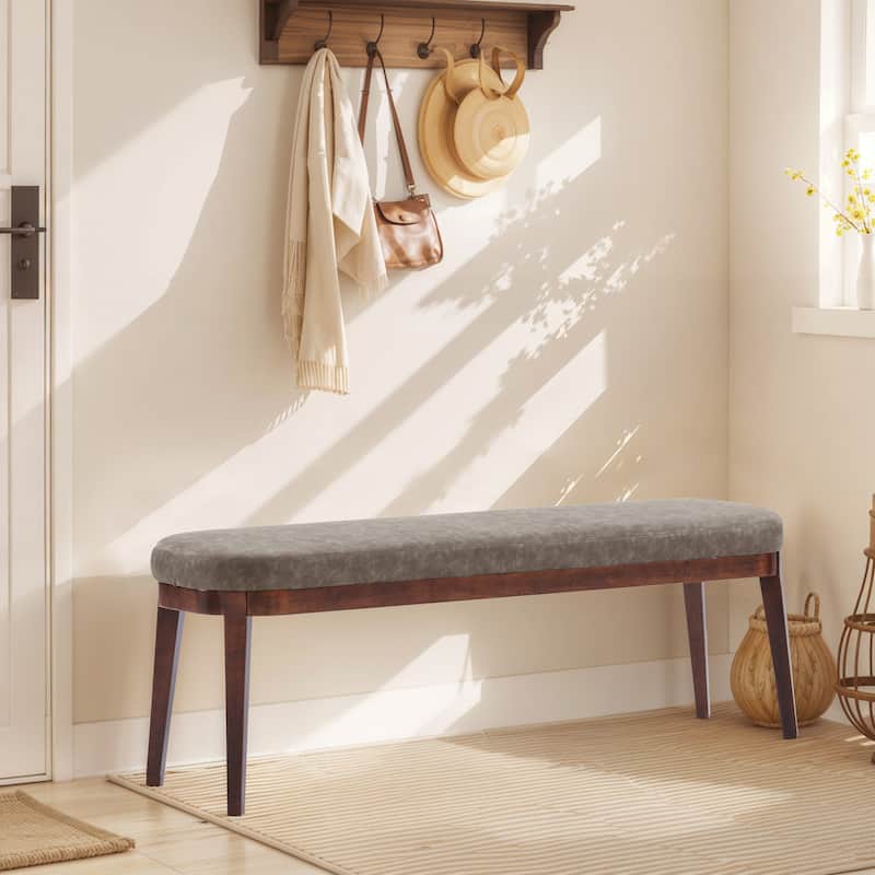 Forma Mid-Century Modern Faux Leather Bench with Wood Legs by Christopher Knight Home - Brown