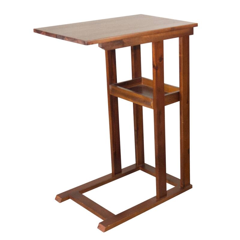 Solid Acacia Wood C Table With Storage Tray
