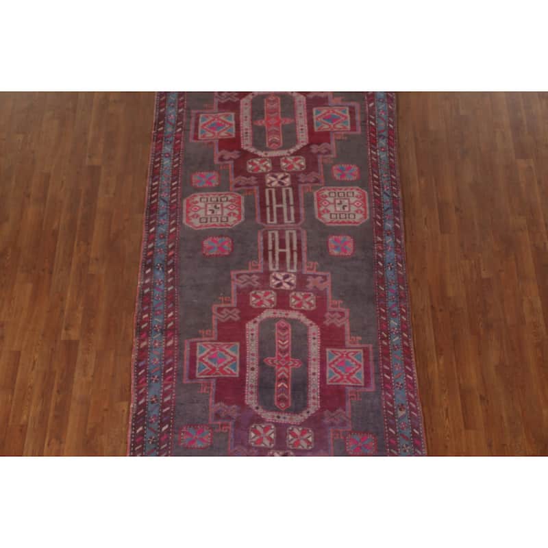 Over-Dyed Meshkin Persian Vintage Runner Rug Hand-Knotted Wool Carpet - 4'3" x 10'5"