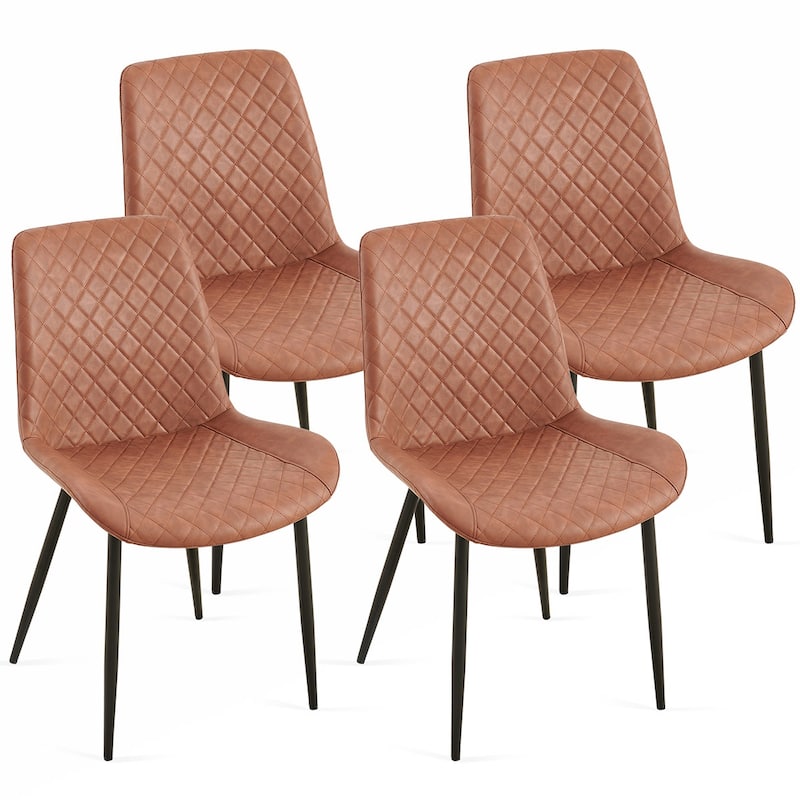 4PCS PU Armless Dining Chairs