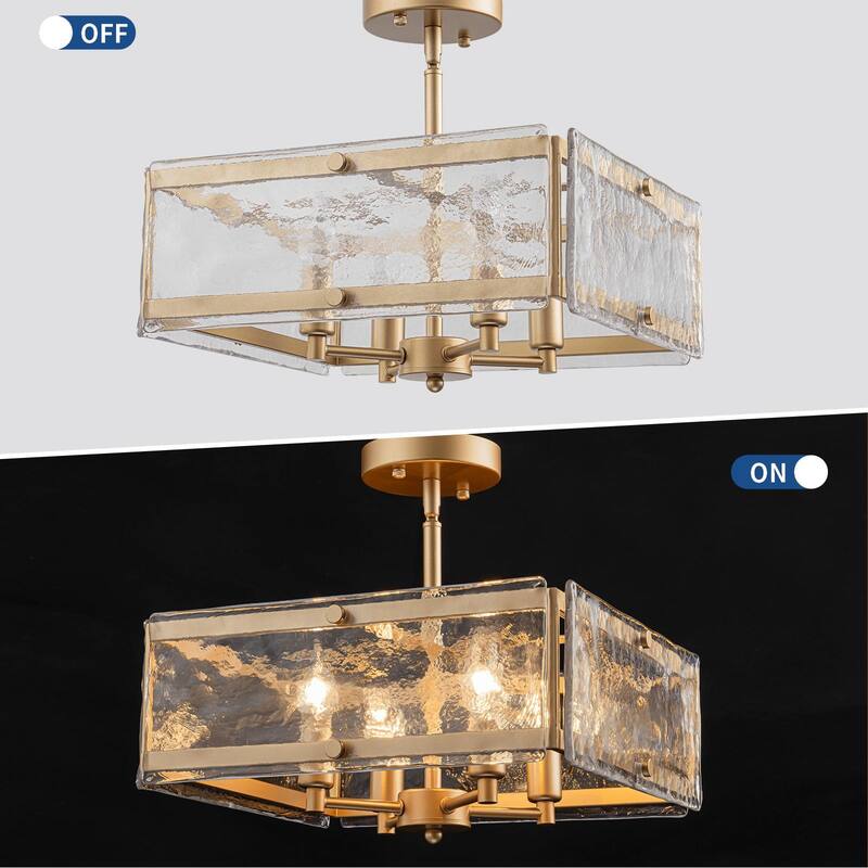 Starsky 4-light 14'' Glass Caged Ceiling Light Round/Square/Rectangle Semi Flush Mount