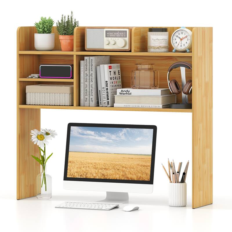 Gymax 3-Tier Desktop Bookshelf w/ 6 Shelves Desk Organizer for