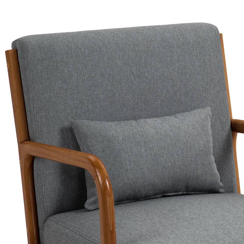 Mid-Century Modern Upholstered Accent Chair with Wood Frame