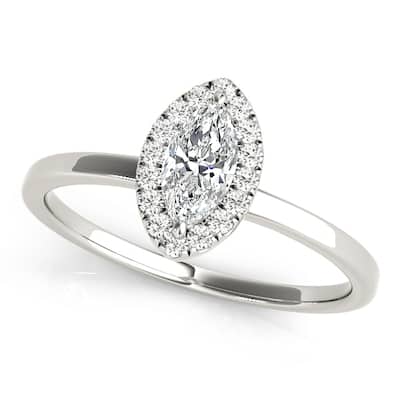 Auriya 14k White Gold Lab Grown Marquise Diamond Halo Engagement Ring 0.50 to 5.00 ct. tw. (F-G VS)