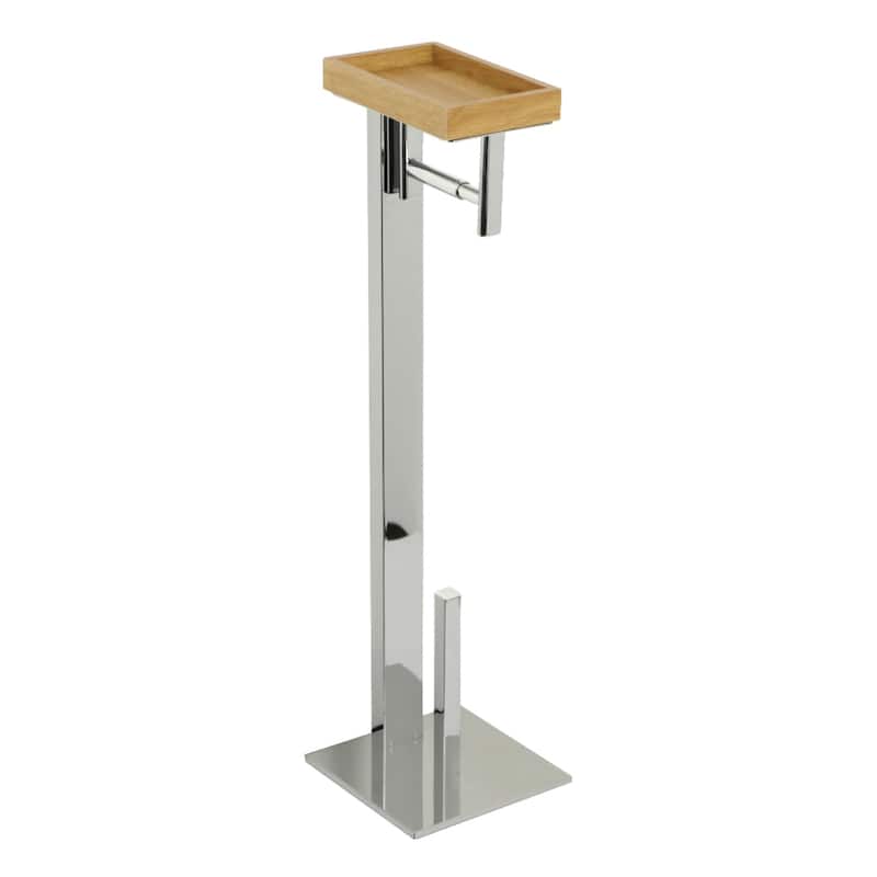 Edenscape Freestanding Toilet Paper Holder with Storage Shelf in Polished Chrome - Polished Chrome