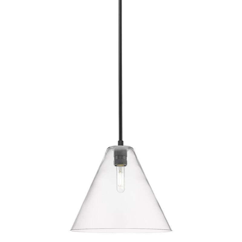 Innovations Lighting 434-1S-11-12 Crown Point Pendant Cone Crown Point - Matte Black / Clear
