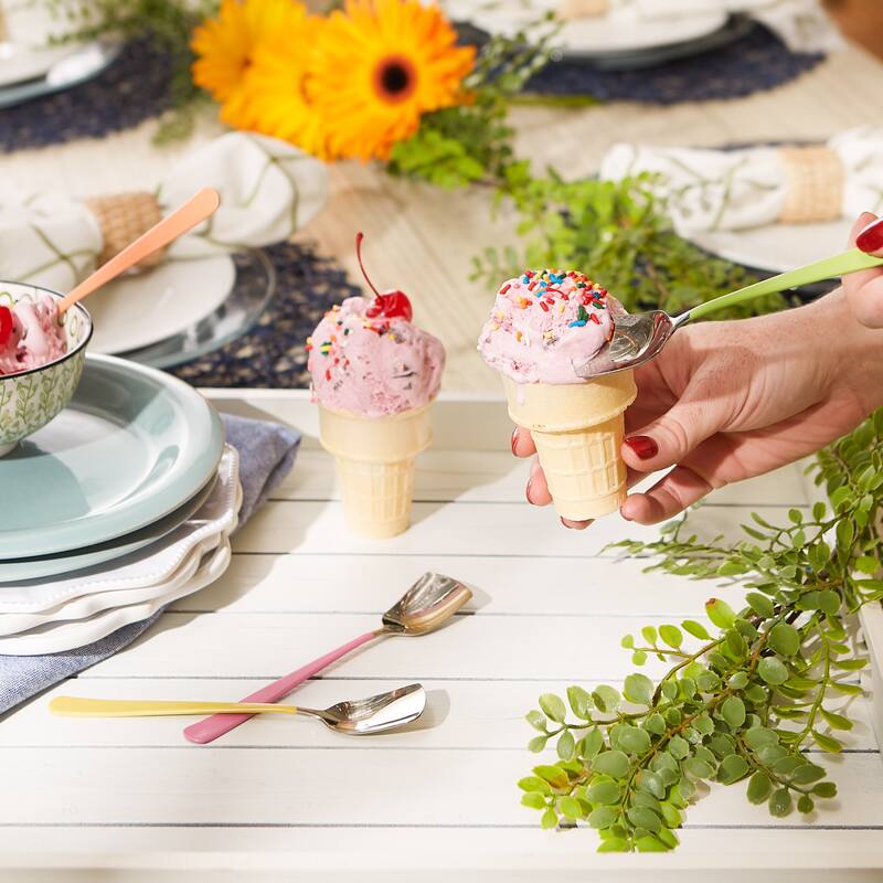 Ice Cream Spoons Mixed Colors (Set of 4) - Colored Handled Spoons, 4 Piece