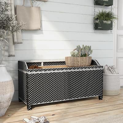 Courtnie Beach Aluminum Outdoor Poolside Storage Bench by Furniture of America