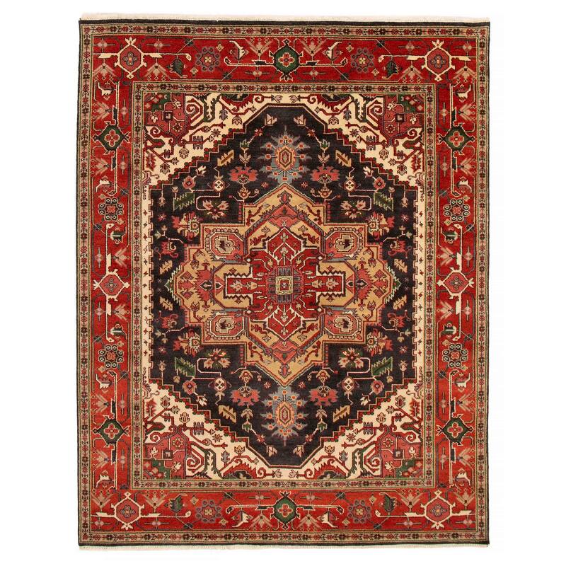 ECARPETGALLERY Hand-knotted Serapi Heritage Dark Navy Wool Rug - 7'10 x 9'11 - Dark Navy - 7'10 x 9'11