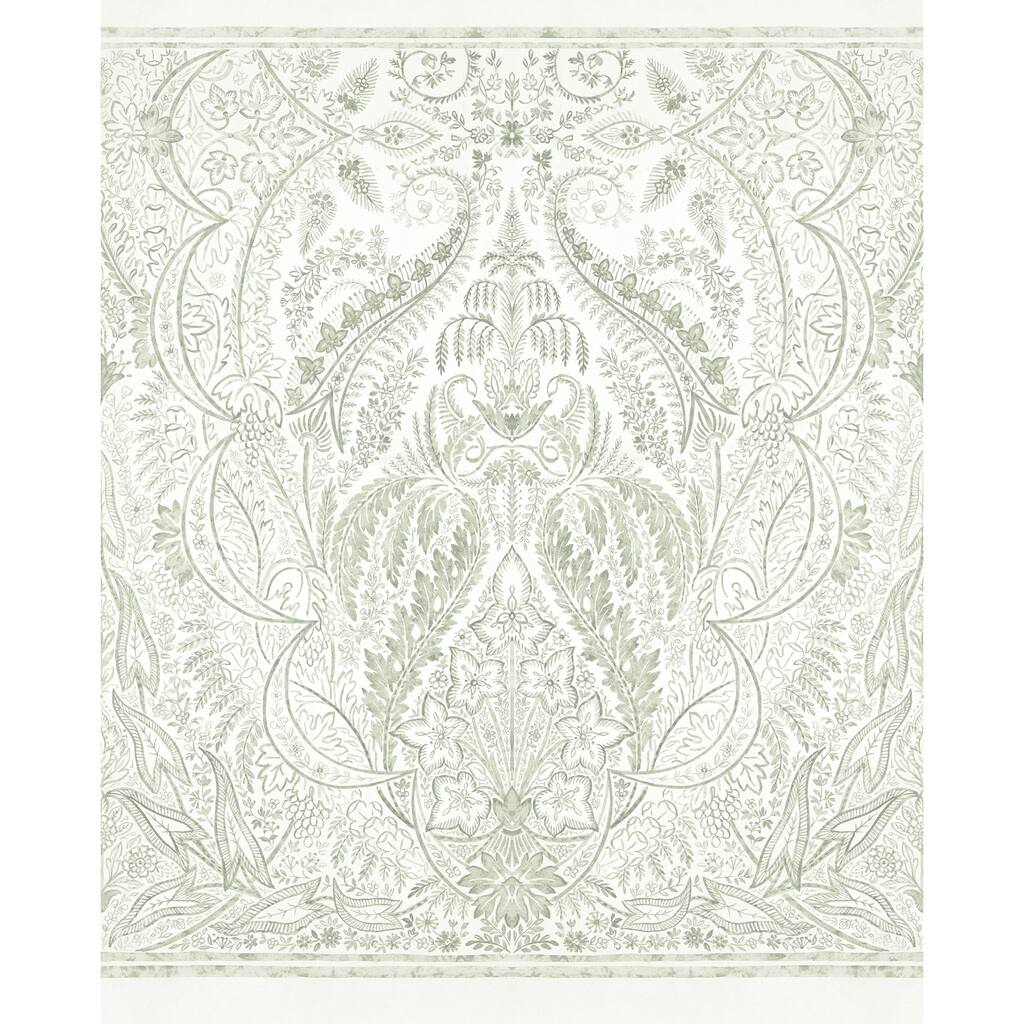 Fayetteville Beige/White Sure Strip Prepasted Damask Jaipur Paisley Damas Mural Wallpaper Covers about 108 sq. ft.