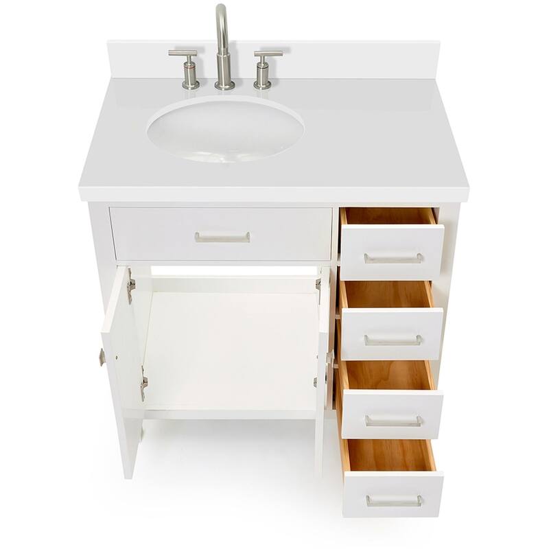 Ariel H037SLWQOVO Bristol 36" Thick Quartz Vanity Top