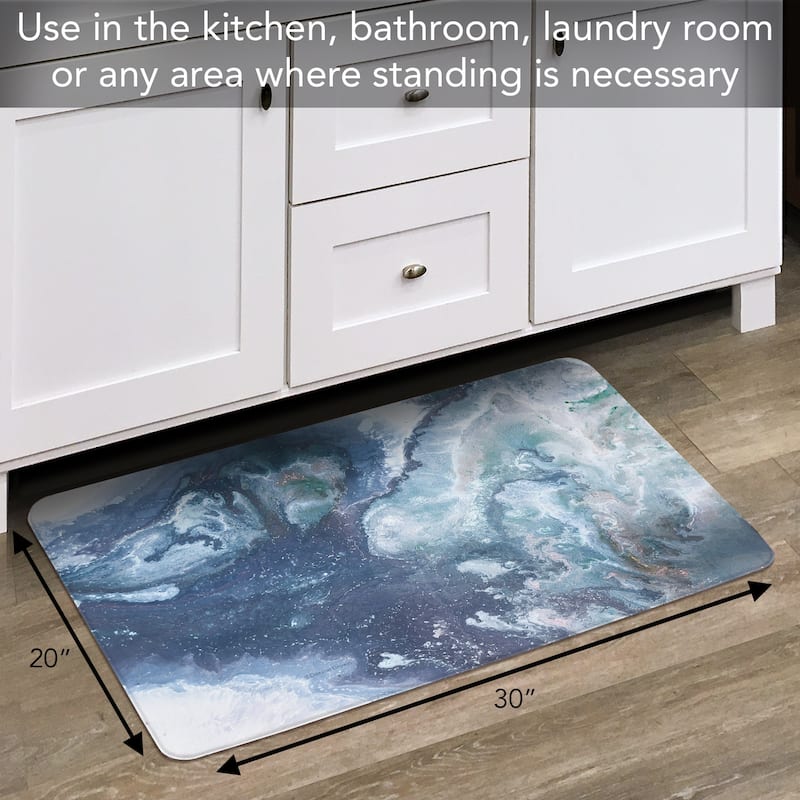 Highland Home Salty Waves 30” x 20” Decorative Vinyl Comfort Floor Mat Manufactured in The USA, Waterproof, Easy to Clean