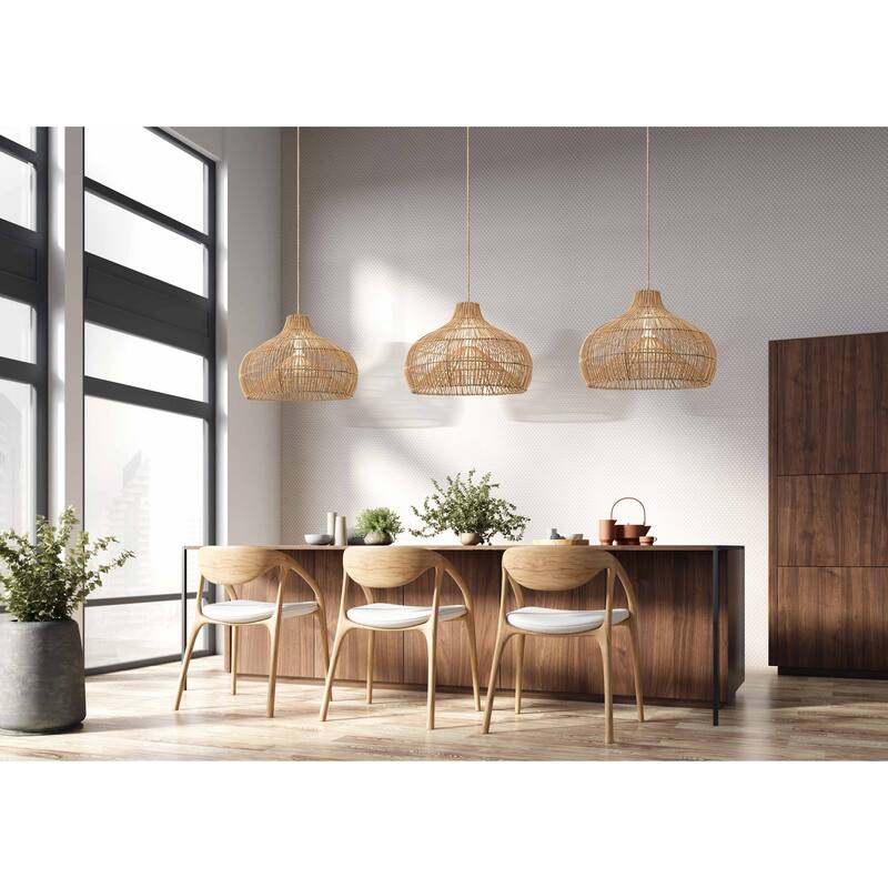 Oceania Brown Rattan Pendant Light – Large Handwoven Ceiling Light Fixture for Living Room, Kitchen in Modern & Coastal Style