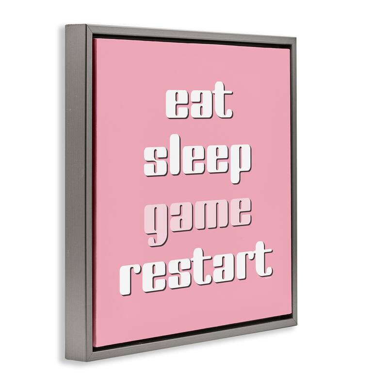 Stupell Gamer Phrases on Pink Framed Floater Canvas Wall Art Design By Yass Naffas Designs