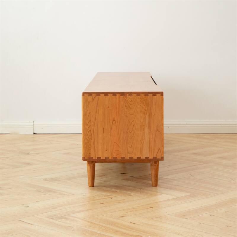 North America FAS Grade Solid Cherry Wood TV Cabinet With Two Drawer