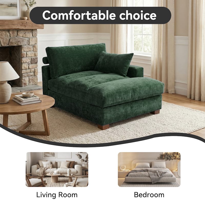 42"W Chenille Upholstered Chaise Lounge