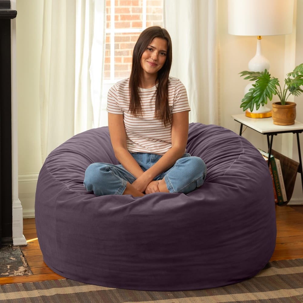 Jaxx Basics 4 Foot Large Adult Bean Bag Chair, Oversized with Filler