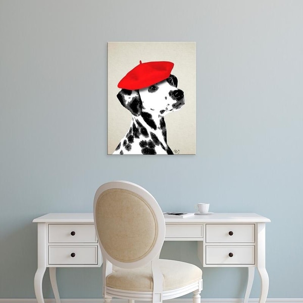 Easy Art Prints Fab Funky's 'Dalmatian With Red Beret' Premium Canvas Art