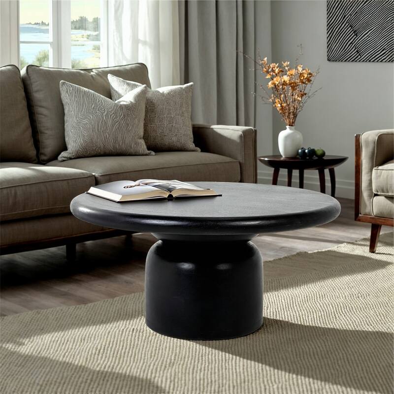 Coffee Table - Black - 35.0"L x 35.0"W x 17.0"H