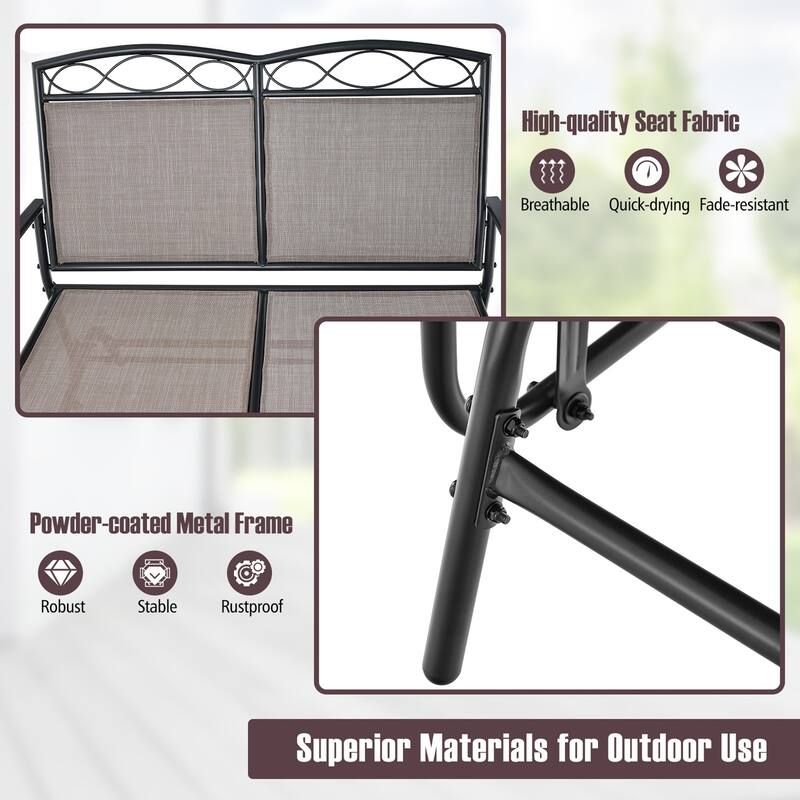 Gymax 4PCS Outdoor Glider Chair & Table Set Patio Conversation