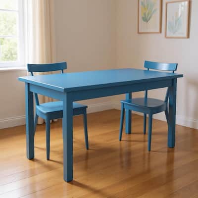 HomeRoots 60" Caribbean Blue Solid Wood Dining Table - 60.00 in. x 30.00 in. x 27.00 in.