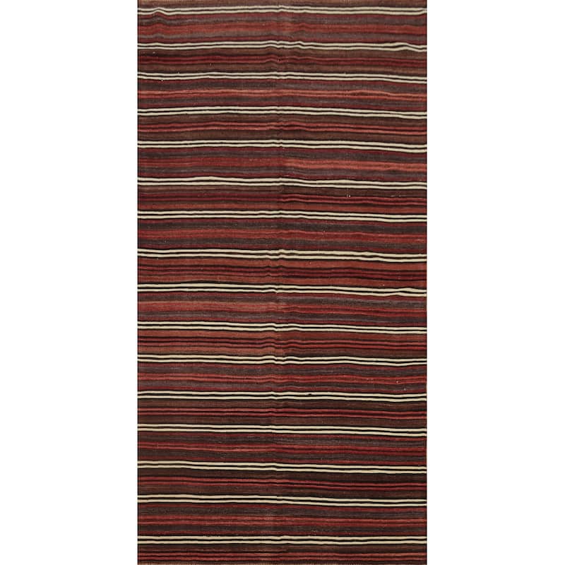 Hand Woven Oriental 100% Wool Carpet Southwestern Geometric Red Kilim Area Rug - 11' 5'' X 5' 1''
