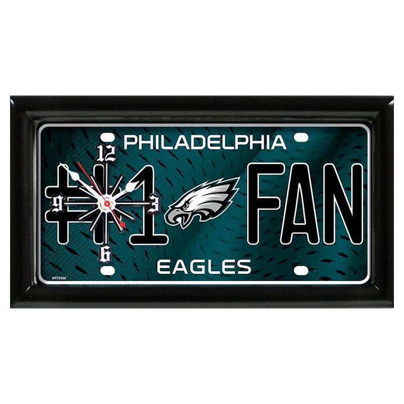 NFL Wall/Desk Analog Clock, #1 Fan with Team Logo - Philadelphia Eagles