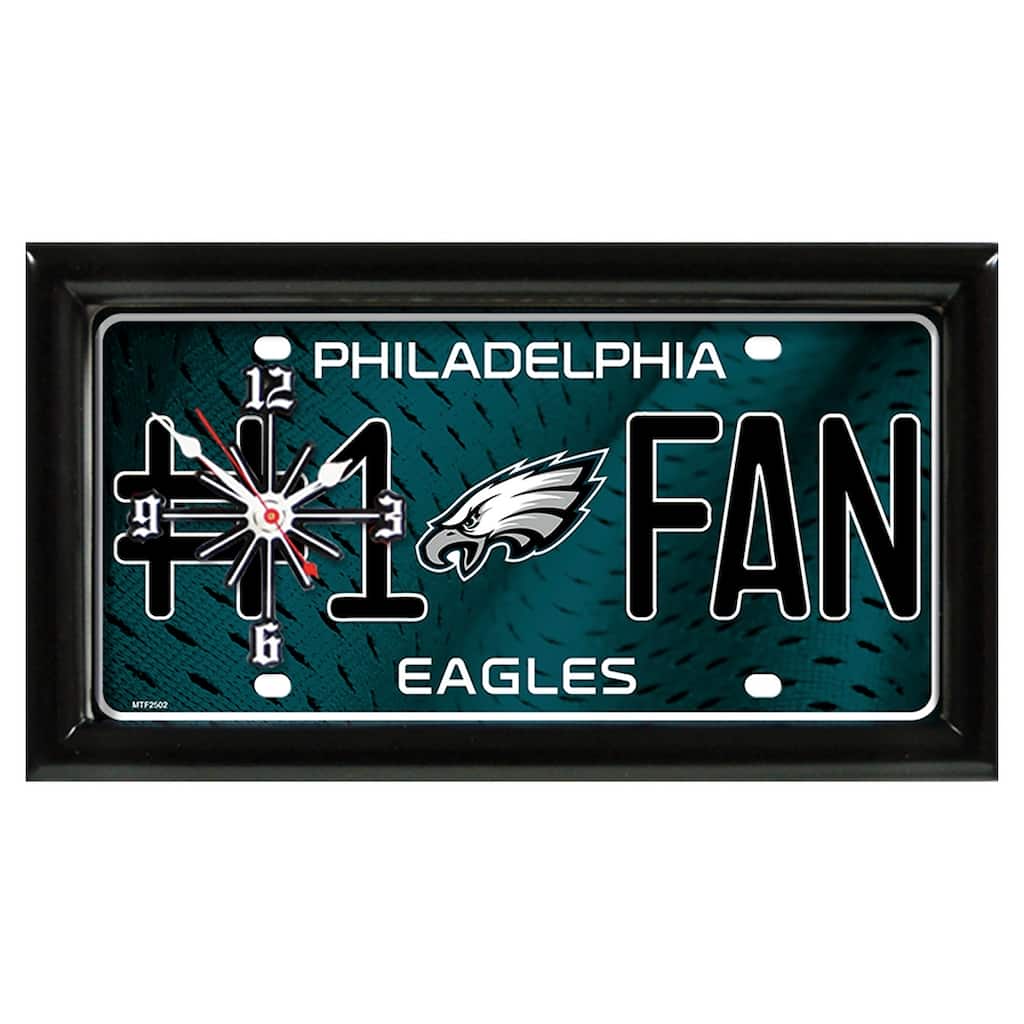 NFL Wall/Desk Analog Clock, #1 Fan with Team Logo - Philadelphia Eagles