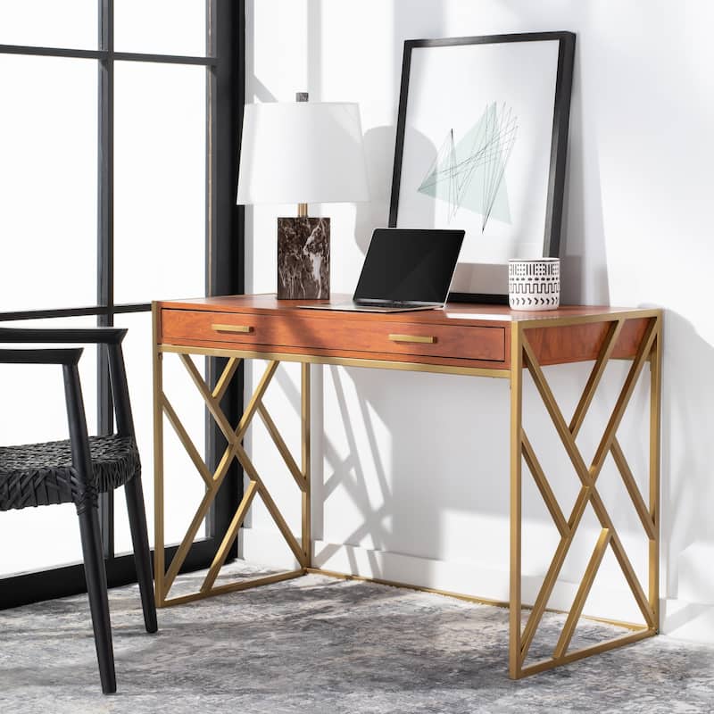 SAFAVIEH Elaine Modern Dual-tone 1-drawer Desk - Natural/Gold