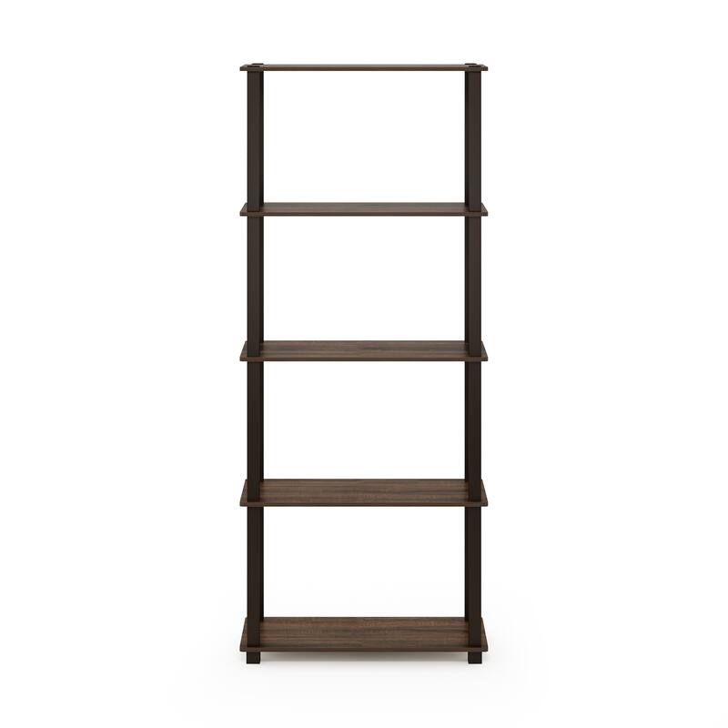 Furinno Turn-S-Tube 5-Tier Square Leg Multipurpose Display Rack - Walnut/Brown