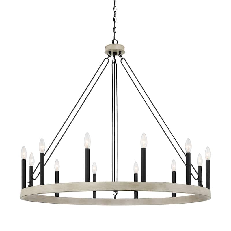 Update 12-light 40In Modern Farmhouse Wagon Wheel Chandelier - N/A