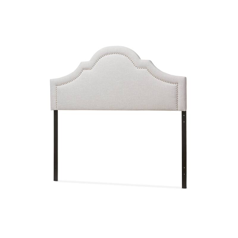 Chic Upholstered Headboard with Silver Nailhead Trim, Adjustable Legs, and Modern Curved Design for Bedrooms