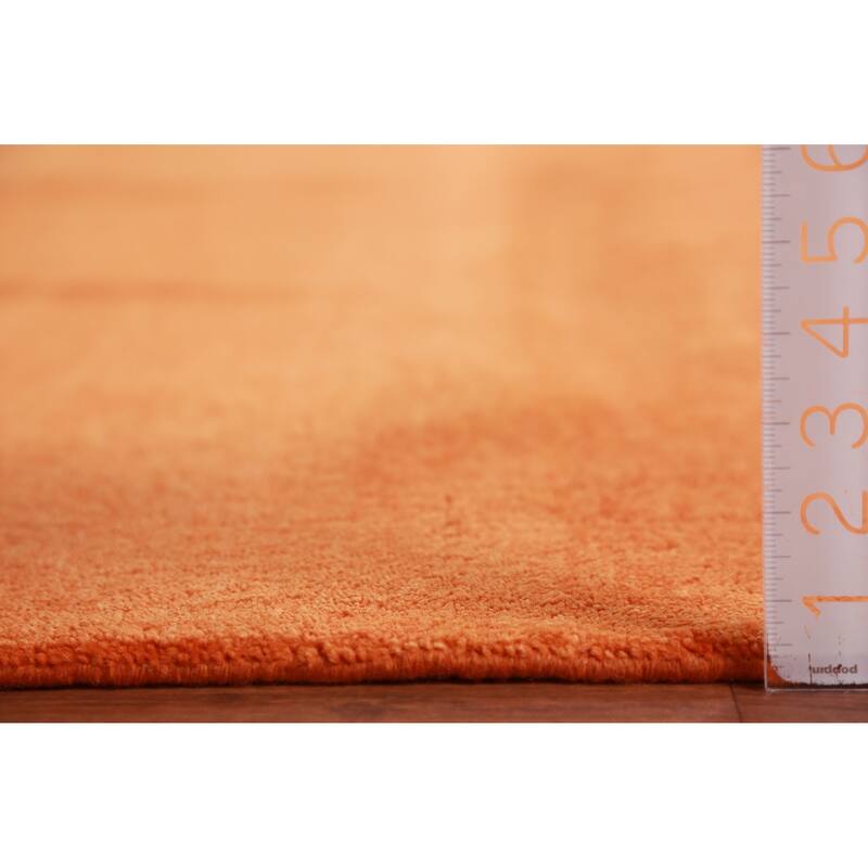 Hand Knotted Oriental 100% Wool Carpet Modern Solid Oranges & Rust Gabbeh Area Rug - 12' 1'' X 9' 3''