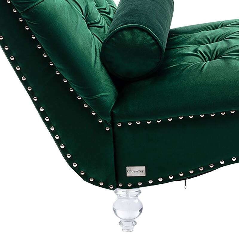 Elegant Stylish Velvet Upholstered Leisure Lounge Chair with Transparent Acrylic Legs