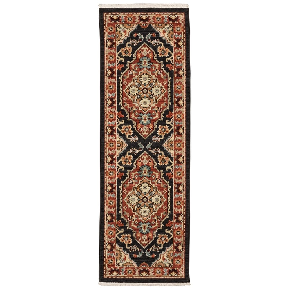 Style Haven Leander Layered Medallions Fringed Wool Blend Area Rug