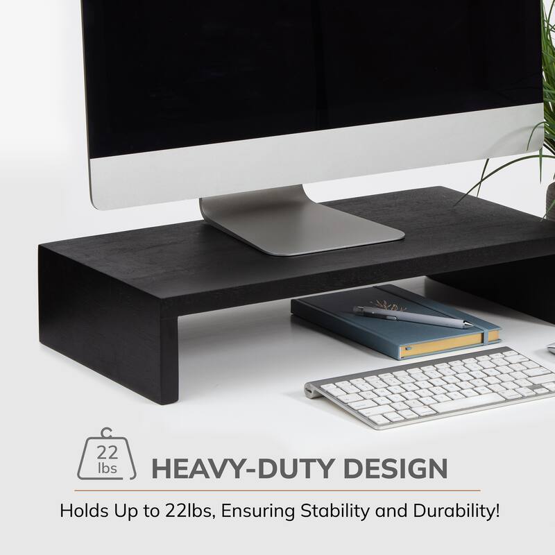 Jani Wood Monitor Stand Riser Desk - Ergonomic Design Stand, Desktop Organizer Table for Home, Office Workspace, Gaming Desk