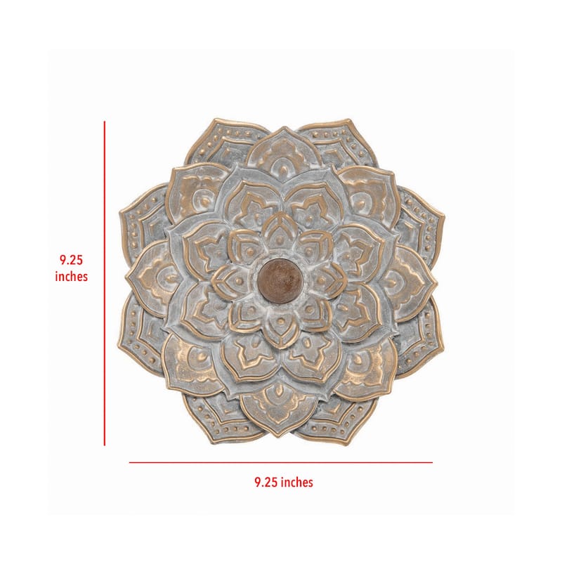 Foreside Home & Garden Small 9.25 x 9.25 inch Distressed Patina Metal Layered Flower Wall Décor