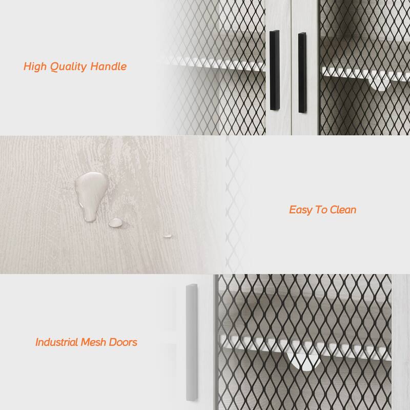 WAMPAT Bookcase with Mesh Door and Adjustable shelf