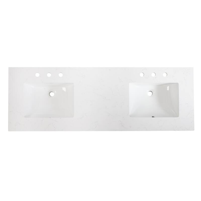 35'' H Solid Wood Bath Vanity with Stain-resistant Carrera White Quartz Top and Double Sink