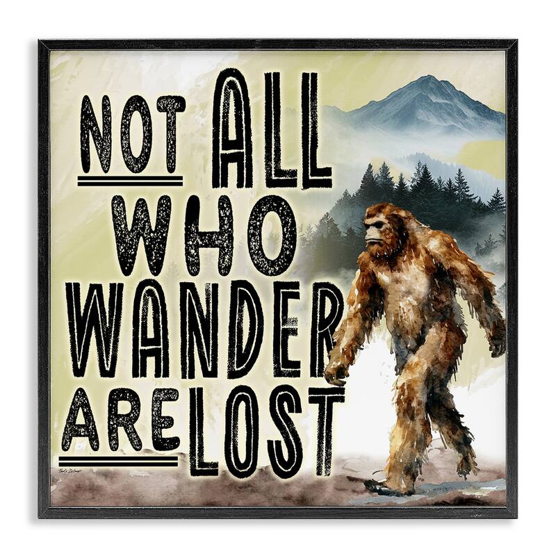 Stupell Not All Who Wander Phrase Framed Giclee Art Design By Nicole DeCamp - 17 x 17 - Black