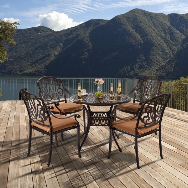Nuzanto 5 Piece 35.43" Cast Aluminum Patio Dining Set with ... (600 x 600 Pixel)
