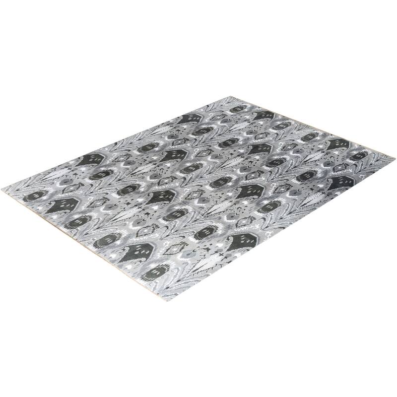 Ikat One-of-a-Kind Hand-Knotted Area Rug - Gray, 9' 0" x 12' 4" - 9' 0" x 12' 4"
