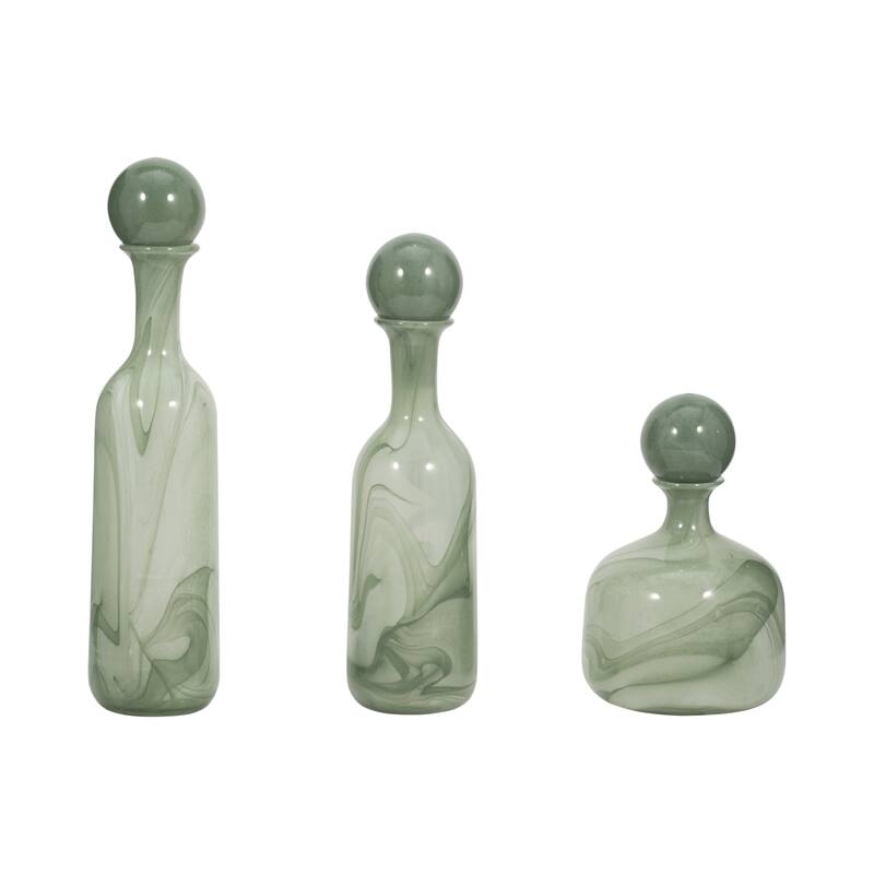 Sagebrook Home Modern Glass Vases with Artistic Swirl Design, Elegant Decorative Accent Set of 3
