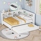 preview thumbnail 1 of 5, Wooden Full Size DayBed with Twin Size Trundle, DayBed with Storage Shelf and USB Charging Ports,White