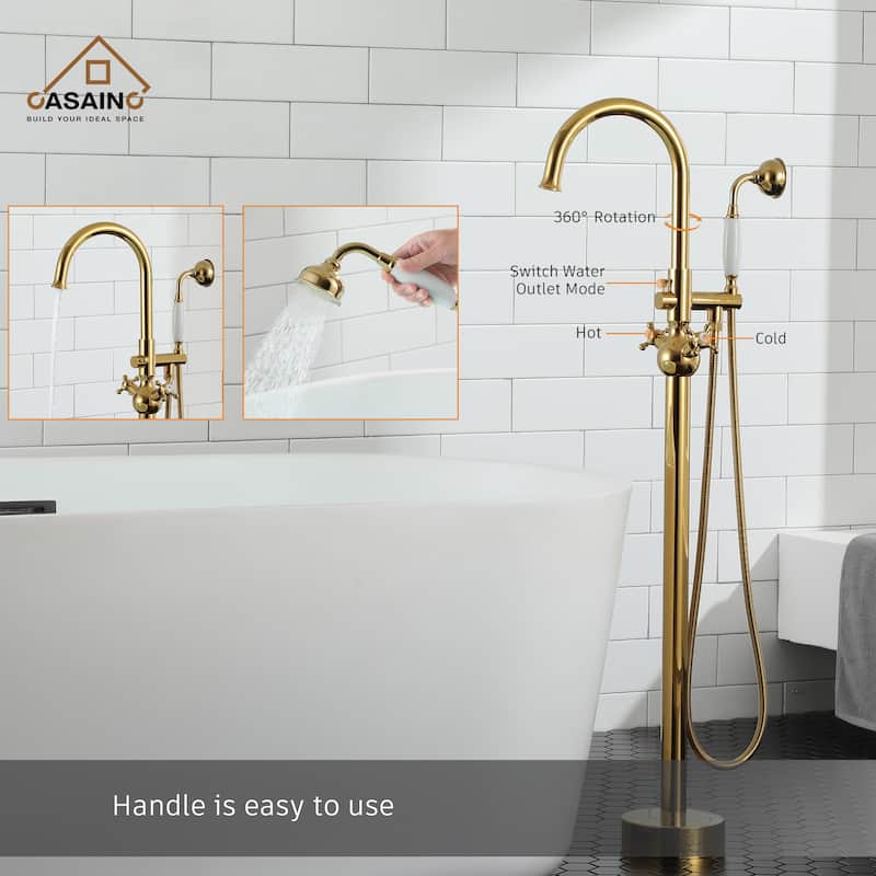Freestanding 2-Handles Bathtub Faucet with Hand Shower