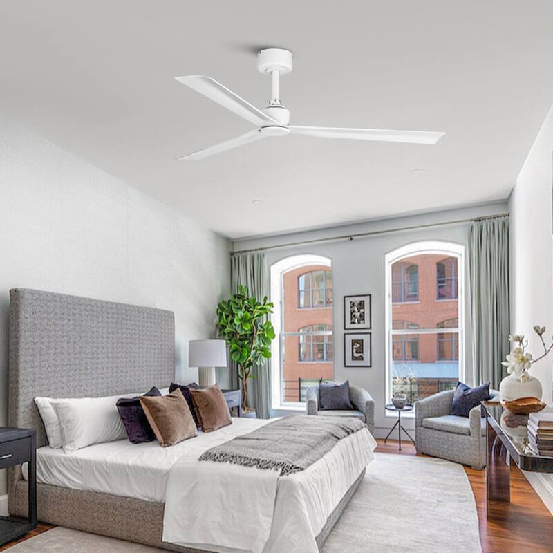50" White Modern ABS 3-Blade Outdoor Ceiling Fan without Light