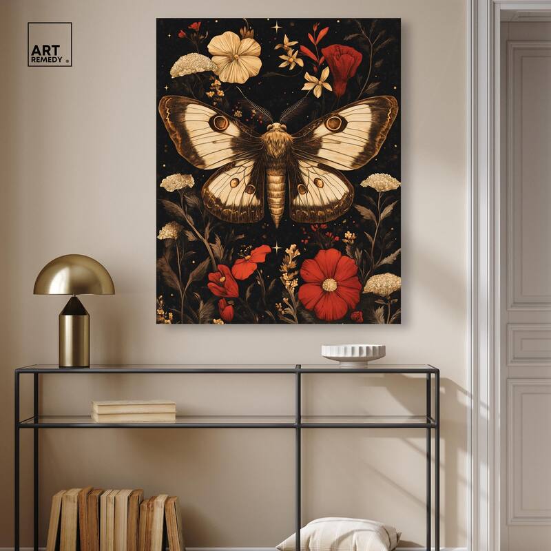 Flying Moth Canvas by Art Remedy, Gallery Wrapped