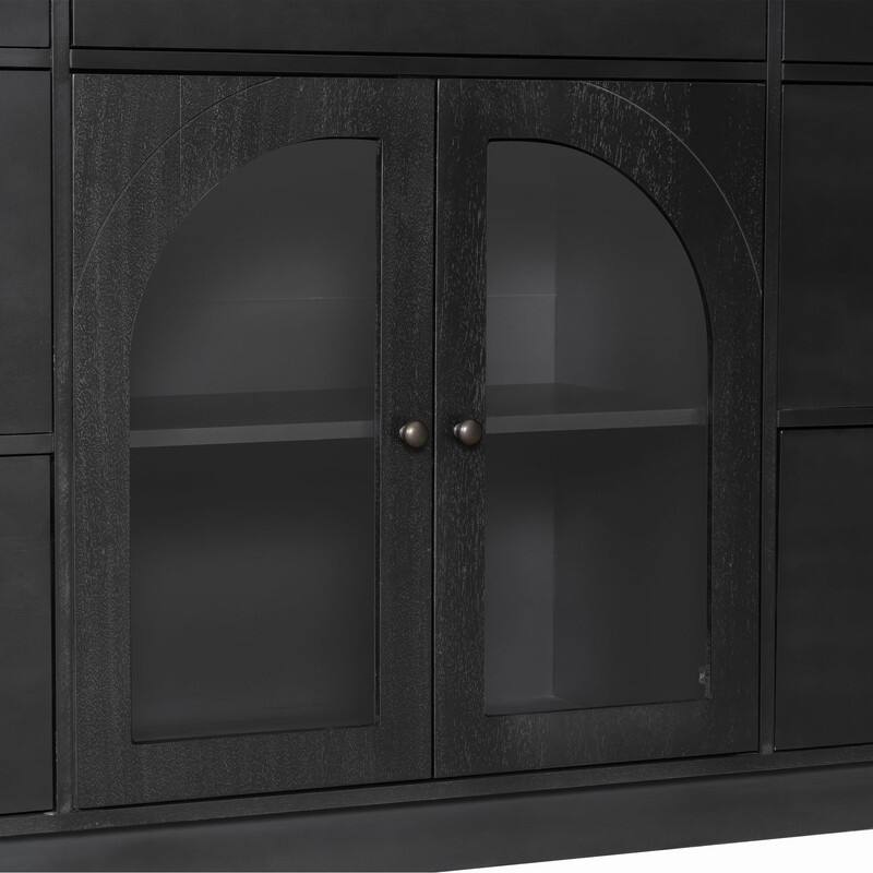 55.1" Large Storage Cabinet with 2 Doors and 7 Drawers for Living and Dining Room Organization